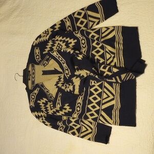 Aztec Open Front Cardigan Sweater Sz M